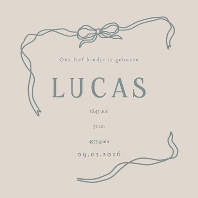 Lief geboortekaartje doodle strik met strepen en bloempjes 3