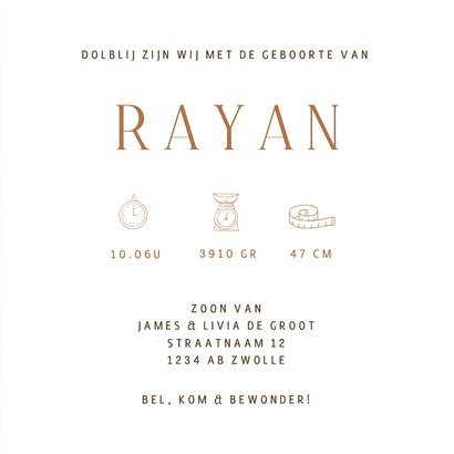 Lief geboortekaartje giraf met kleintje koperfolie 3