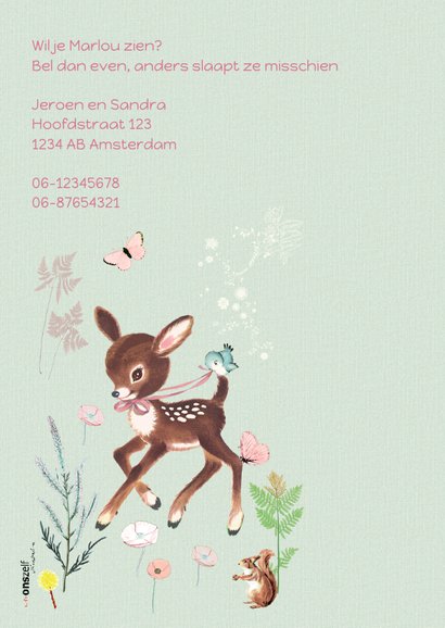 Lief geboortekaartje HERTJE Mint 2