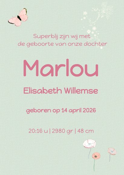 Lief geboortekaartje HERTJE Mint 3