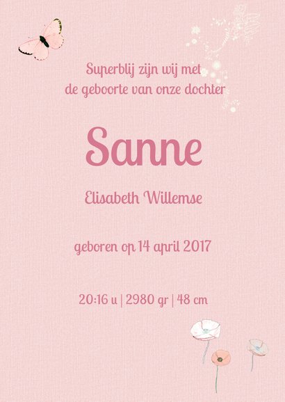 Lief geboortekaartje HERTJE Roze 3