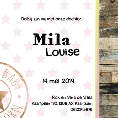 Lief geboortekaartje hout en stempel 3