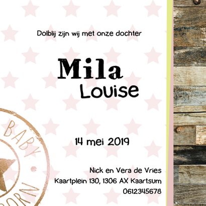 Lief geboortekaartje hout en stempel 3