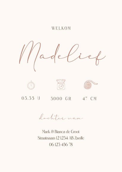 Lief geboortekaartje in het bos met konijn en vogeltje 3