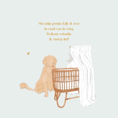 Lief geboortekaartje jongen hond en wiegje illustratie 2