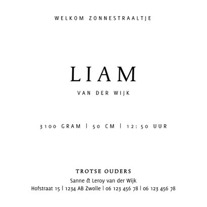 Lief geboortekaartje jongen met zonnetje, stipjes en goud 3