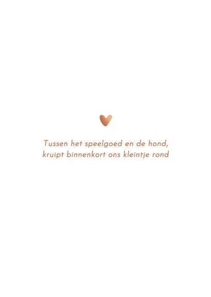Lief geboortekaartje meisje met hond – koperfolie 2