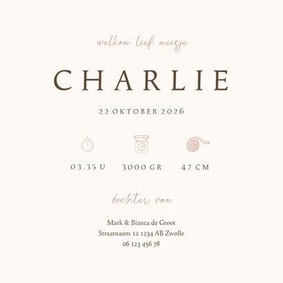 Lief geboortekaartje met beer en vogeltje in het bos 3