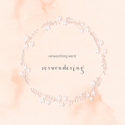 Lief geboortekaartje met bloemenkrans 2