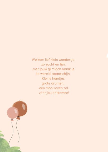 Lief geboortekaartje met een giraf met ballonnen 2