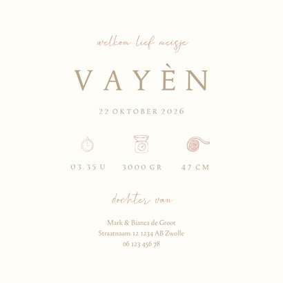 Lief geboortekaartje met een ijsbeer en roze vogeltje 3