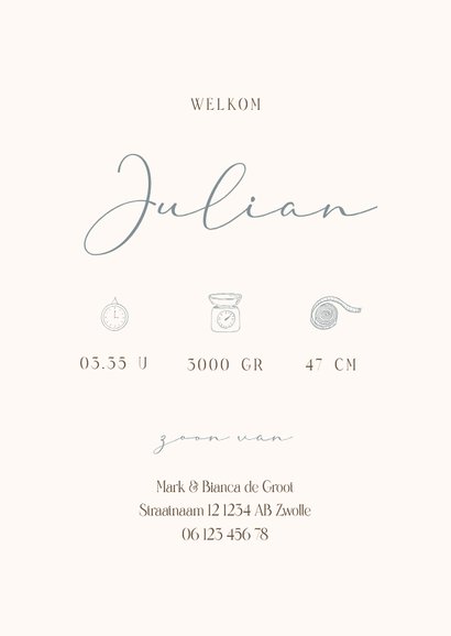 Lief geboortekaartje met een konijn en vogeltje in het bos 3