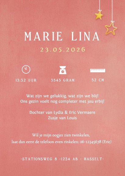 Lief geboortekaartje met een silhouet van meisje op een maan 3