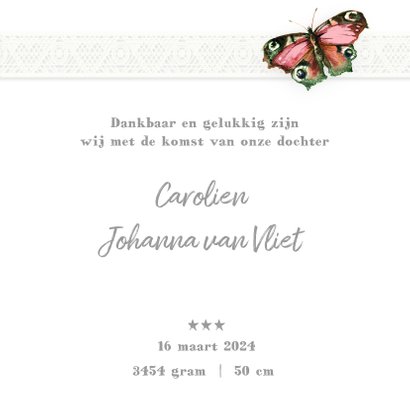 Lief geboortekaartje met een vlinder 3