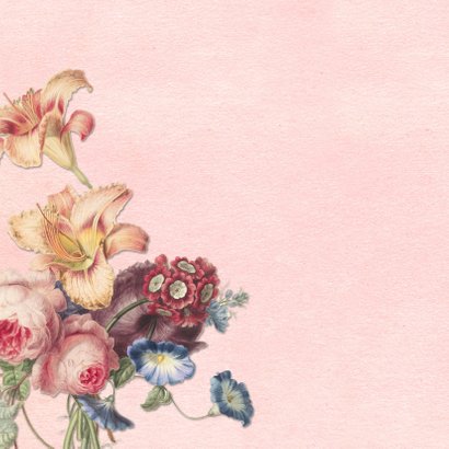 Lief geboortekaartje met foto en vintage bloemen 2