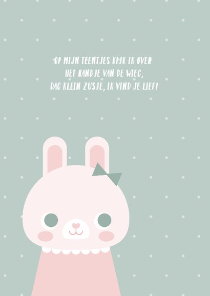 Lief geboortekaartje met konijn en stipjes meisje 2