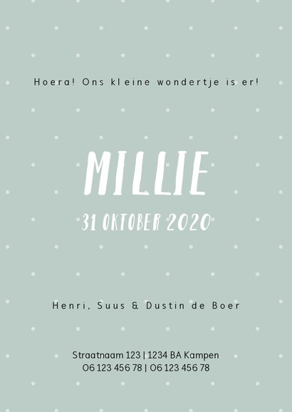 Lief geboortekaartje met konijn en stipjes meisje 3