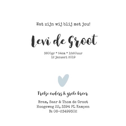 Lief geboortekaartje met newborn foto 3