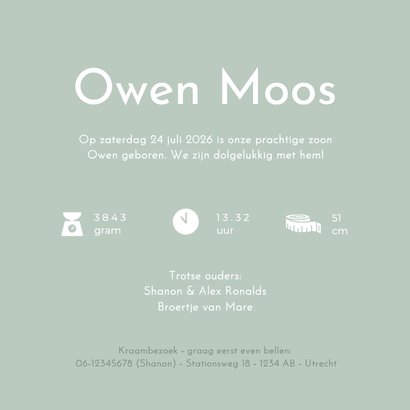 Lief geboortekaartje met ooievaar en baby jongen 3