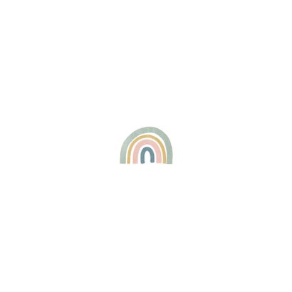 Lief geboortekaartje met regenboogjes en stipjes Achterkant