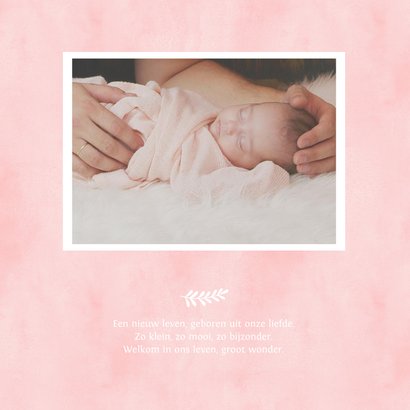Lief geboortekaartje met roze waterverf baby voetjes 2