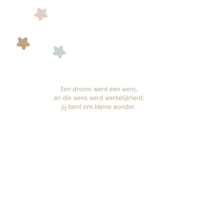 Lief geboortekaartje met sterren in zachte pasteltinten 2