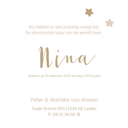 Lief geboortekaartje met sterren in zachte pasteltinten 3