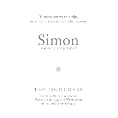 Lief geboortekaartje met sterren 3
