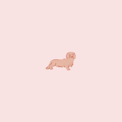 Lief geboortekaartje met teckel hondje in roze Achterkant