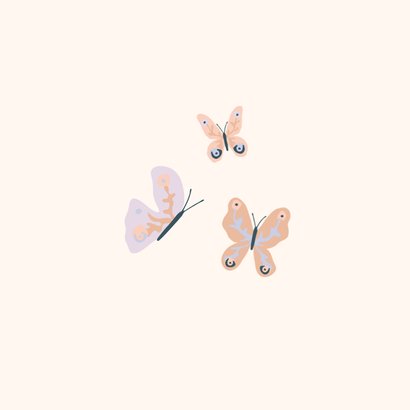 Lief geboortekaartje met vlinders pastel voor een meisje 2