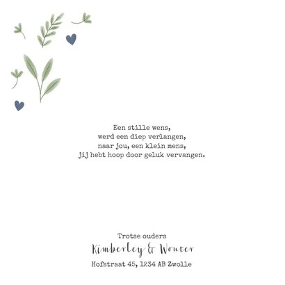 Lief geboortekaartje met walvis en hartjes voor jongen 2