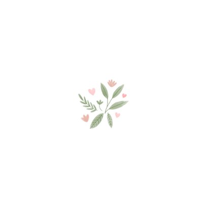 Lief geboortekaartje met walvisje, plantjes en hartjes Achterkant