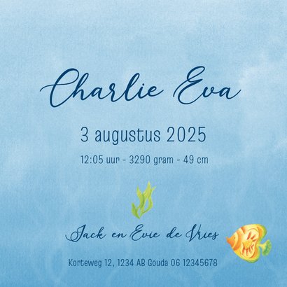 Lief geboortekaartje met zeedieren 3