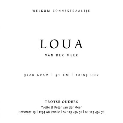 Lief geboortekaartje met zonnetje stipjes en goud 3