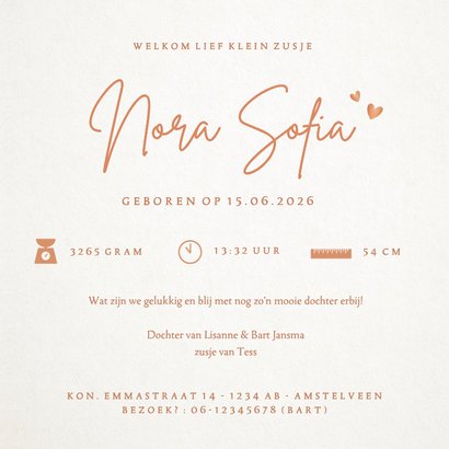 Lief geboortekaartje silhouet grote zus en zusje in wiegje 3