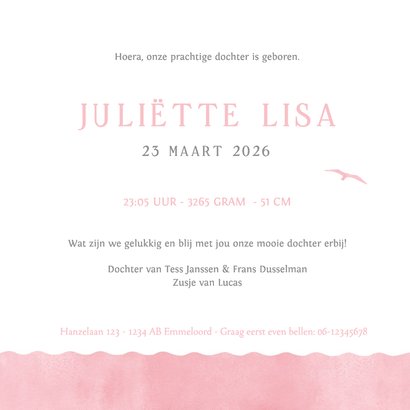 Lief geboortekaartje silhouet zusje met broer in zeil bootje 3