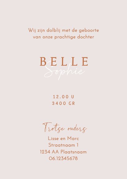 Lief geboortekaartje spelend meisje – koperfolie 3