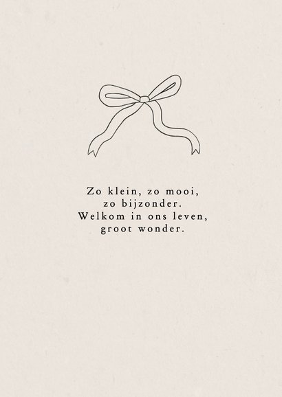 Lief geboortekaartje strik minimalistisch beige 2