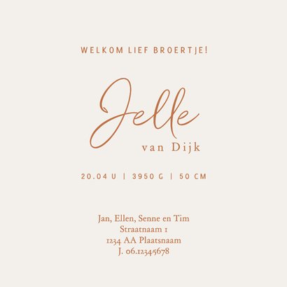 Lief geboortekaartje twee broers met baby – koperfolie 3