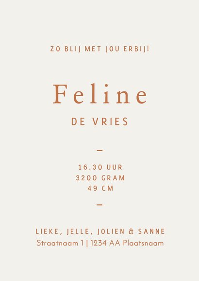 Lief geboortekaartje twee zusjes met baby – koperfolie 3