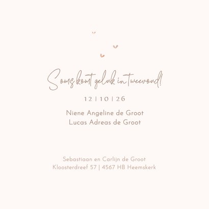 Lief geboortekaartje tweeling illustratie vosje en konijntje 2