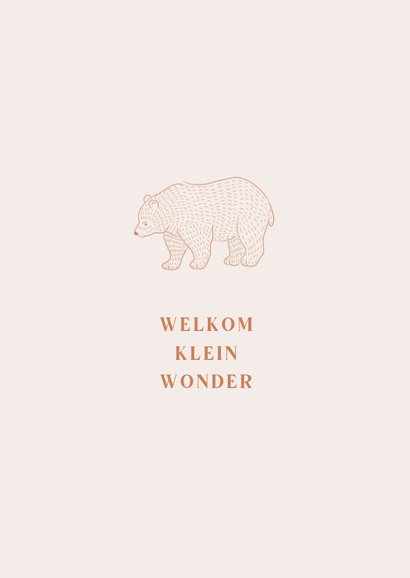 Lief geboortekaartje van een beertje illustratie in beige 2