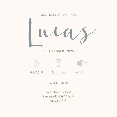 Lief geboortekaartje voor een jongen met twee olifantjes 3