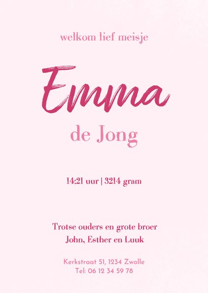 Lief geboortekaartje voor meisje met schattig olifantje 3