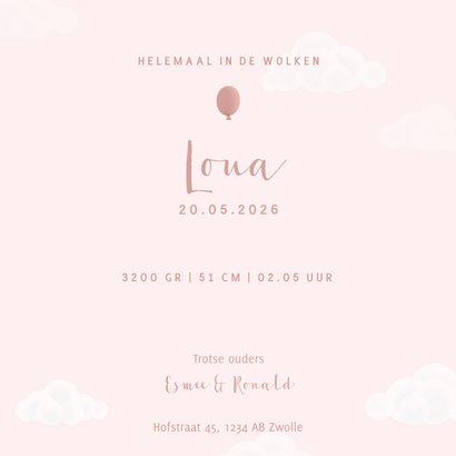 Lief geboortekaartje voor meisje olifantje aan ballon 3