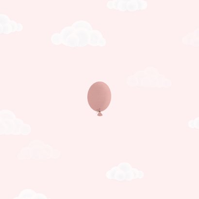 Lief geboortekaartje voor meisje olifantje aan ballon Achterkant