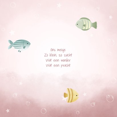 Lief geboortekaartjes met visjes, plantjes, belletjes oceaan 2
