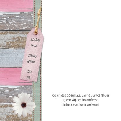 Lief kaartje meisje hout label bloem 2