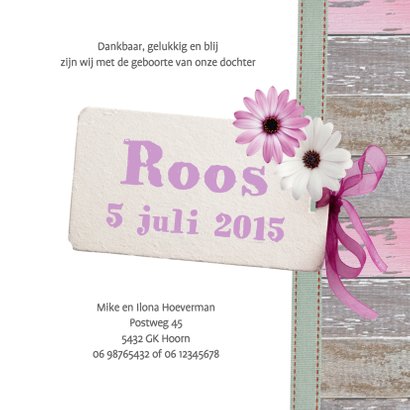 Lief kaartje meisje hout label bloem 3