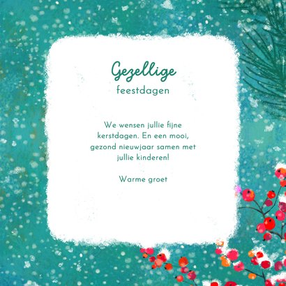 Lief kerstkaart met roodborst en kerstlampjes 3